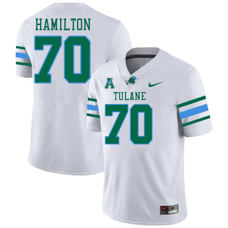 #70 Kameron Hamilton Tulane Green Wave Jersey College Football Uniforms,Apparels Stitched-White